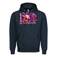 Navy love christmas pink Zipper Hoodie - CowGirlArtShop