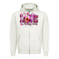 Oatmeal Heather love christmas pink Zipper Hoodie - CowGirlArtShop