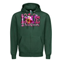 Sports Green love christmas pink Zipper Hoodie - CowGirlArtShop