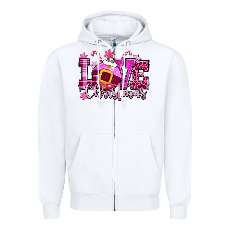 Love Christmas Pink Zipper Hoodie by CowGirlArtShop | Teevron
