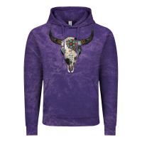 Cloud Purple Cowhide Bull Skull Vintage Hoodie - Jasminsmagicworld