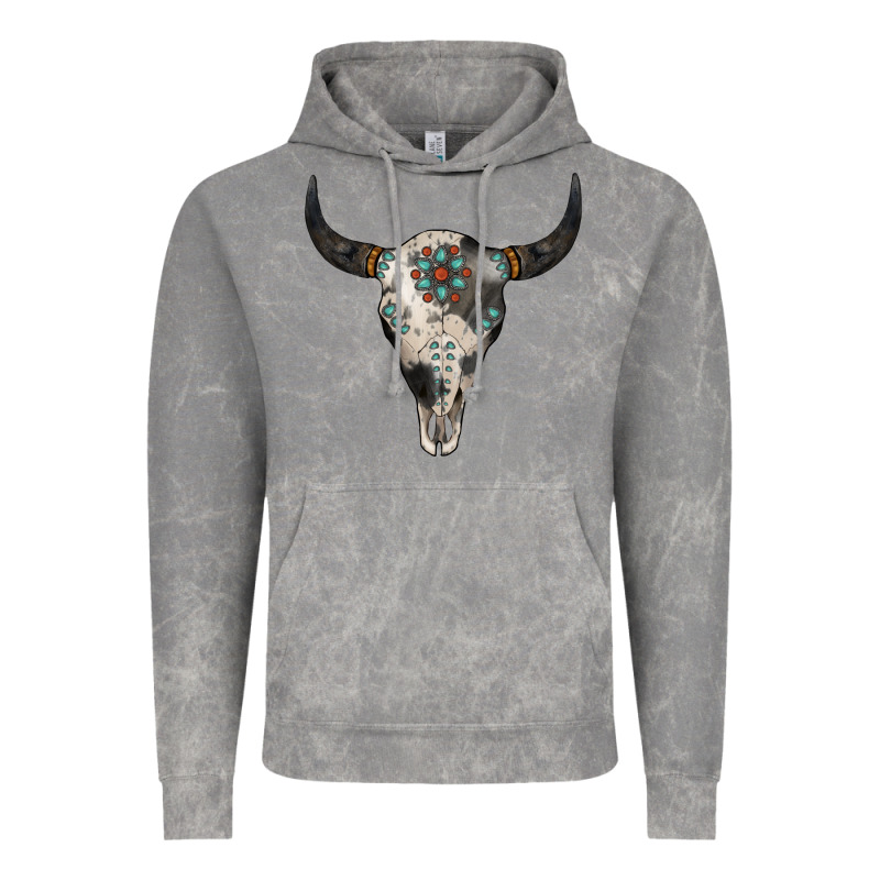 Cowhide Bull Skull Vintage Hoodie by Jasminsmagicworld | Teevron