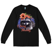 Black Classy But a Little Thrashy Raccoon with Flowers Long Sleeve Tee - Bettercallsaul