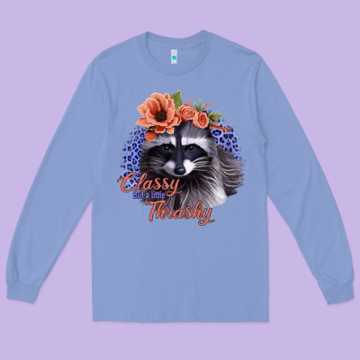 Classy But A Little Thrashy Raccoon With Flowers Long Sleeve Tee Designed By Bettercallsaul