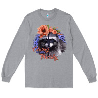 Heather Grey Classy But a Little Thrashy Raccoon with Flowers Long Sleeve Tee - Bettercallsaul