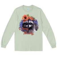 Matcha Classy But a Little Thrashy Raccoon with Flowers Long Sleeve Tee - Bettercallsaul