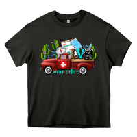 Asphalt lvn nurse truck with cactus and sunflowers Heavy Core Tee - AdoDesignShop