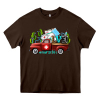 Chocolate Brown lvn nurse truck with cactus and sunflowers Heavy Core Tee - AdoDesignShop