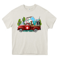 Cream lvn nurse truck with cactus and sunflowers Heavy Core Tee - AdoDesignShop
