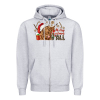 Heather Grey merry christmas yall Zipper Hoodie - CowGirlArtShop
