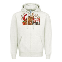 Oatmeal Heather merry christmas yall Zipper Hoodie - CowGirlArtShop