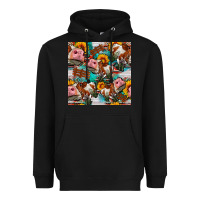 Black cow with aztec and sunflowers seamless pattern Heavyweight Hoodie - FaDigitalArtStudio