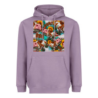 Lavender cow with aztec and sunflowers seamless pattern Heavyweight Hoodie - FaDigitalArtStudio