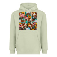 Matcha cow with aztec and sunflowers seamless pattern Heavyweight Hoodie - FaDigitalArtStudio