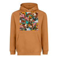 Meerkat cow with aztec and sunflowers seamless pattern Heavyweight Hoodie - FaDigitalArtStudio