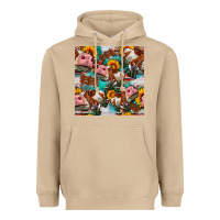 Mushroom cow with aztec and sunflowers seamless pattern Heavyweight Hoodie - FaDigitalArtStudio