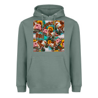 Sage cow with aztec and sunflowers seamless pattern Heavyweight Hoodie - FaDigitalArtStudio