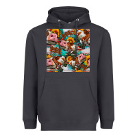 Smoke cow with aztec and sunflowers seamless pattern Heavyweight Hoodie - FaDigitalArtStudio