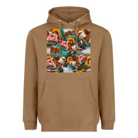 Toasted Coconut cow with aztec and sunflowers seamless pattern Heavyweight Hoodie - FaDigitalArtStudio