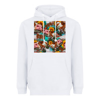 White cow with aztec and sunflowers seamless pattern Heavyweight Hoodie - FaDigitalArtStudio