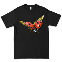 Black Ladybug Flying Premium Tee - LillyAllenDesigns