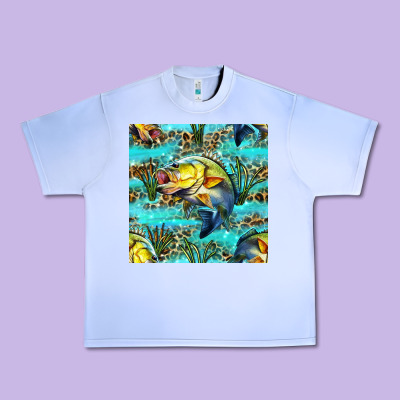 Lake Fish And Reeds With Leopard Seamless Pattern Bbs Urban Heavy Tee Designed By Bundleandbundleshop