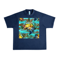 Navy Lake Fish And Reeds With Leopard Seamless Pattern Bbs Urban Heavy Tee - BundleAndBundleShop