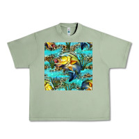 Oil Green Lake Fish And Reeds With Leopard Seamless Pattern Bbs Urban Heavy Tee - BundleAndBundleShop