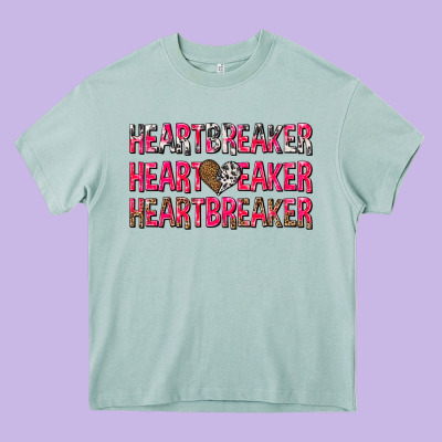 Heartbreaker With Leopard And Cowhide Heavy Core Tee Designed By Nancycooperartshop