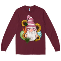 Burgundy easter gnomes egg carrot sunflowers Long Sleeve Tee - RanaPortraitStore