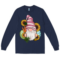 Navy easter gnomes egg carrot sunflowers Long Sleeve Tee - RanaPortraitStore