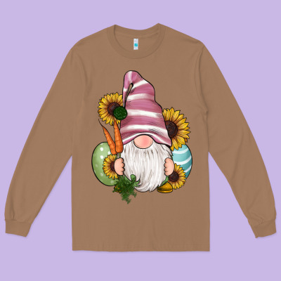 Easter Gnomes Egg Carrot Sunflowers Long Sleeve Tee Designed By Ranaportraitstore