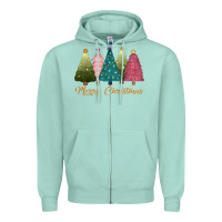 Seafoam merry christmas trees Zipper Hoodie - CowGirlArtShop