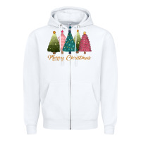 White merry christmas trees Zipper Hoodie - CowGirlArtShop
