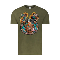 Vintage Olive highland cow horseshoe Vintage Tee - JahusDesignShop