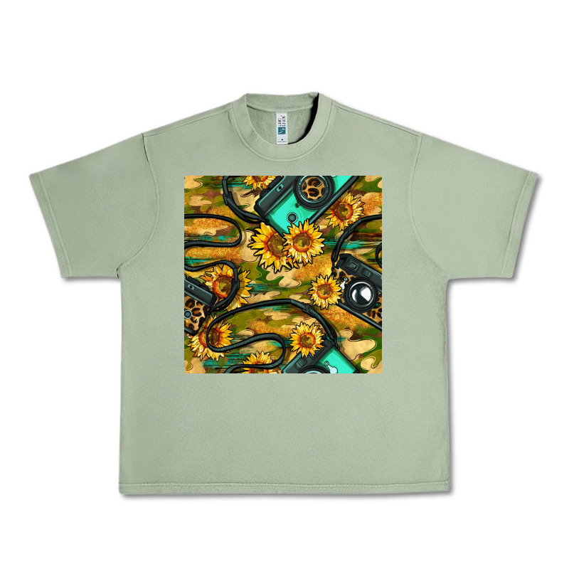 Leopard Digital Camera And Sunflowers With Camouflage Seamless Pattern Urban Heavy Tee by BundleAndBundleShop | Teevron