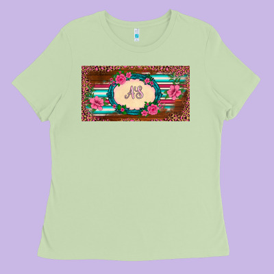 Preview Western Pink Flovers Leopard Serape   License Plate Template Ladies Tee Designed By Barkaloodesign
