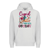 Dove Grey cupid find me a cowboy Premium Hoodie - OliviaCreatesArt