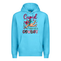 Ocean Blue cupid find me a cowboy Premium Hoodie - OliviaCreatesArt