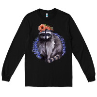 Black Raccoon with Flowers Long Sleeve Tee - Bettercallsaul