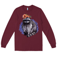 Burgundy Raccoon with Flowers Long Sleeve Tee - Bettercallsaul