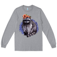 Heather Grey Raccoon with Flowers Long Sleeve Tee - Bettercallsaul