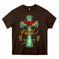 Chocolate Brown cross faith Heavy Core Tee - BarkalooDesign
