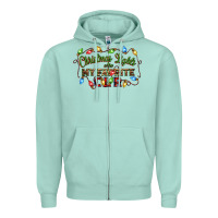 Seafoam christmas lights are my favorite color Zipper Hoodie - CowGirlArtShop