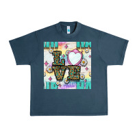 Midnight Navy Leopard Love Hair And Mirror With Daisy Seamless Pattern Bbs Urban Heavy Tee - BundleAndBundleShop