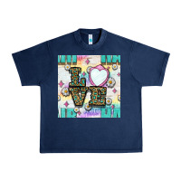 Navy Leopard Love Hair And Mirror With Daisy Seamless Pattern Bbs Urban Heavy Tee - BundleAndBundleShop