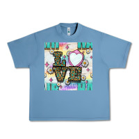Pebble Blue Leopard Love Hair And Mirror With Daisy Seamless Pattern Bbs Urban Heavy Tee - BundleAndBundleShop