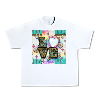 White Leopard Love Hair And Mirror With Daisy Seamless Pattern Bbs Urban Heavy Tee - BundleAndBundleShop