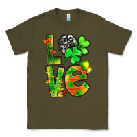 Army Green St.Patrick Love With Clover Classic Tee - BundleAndBundleShop