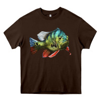 Chocolate Brown Peacock Bass Illustrations Heavy Core Tee - LillyAllenDesigns